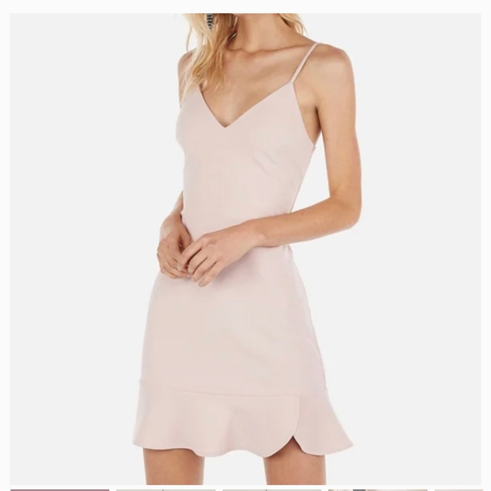 Express Black Ruffle Fit & Flare Cami Flounce Hem Mini Dress